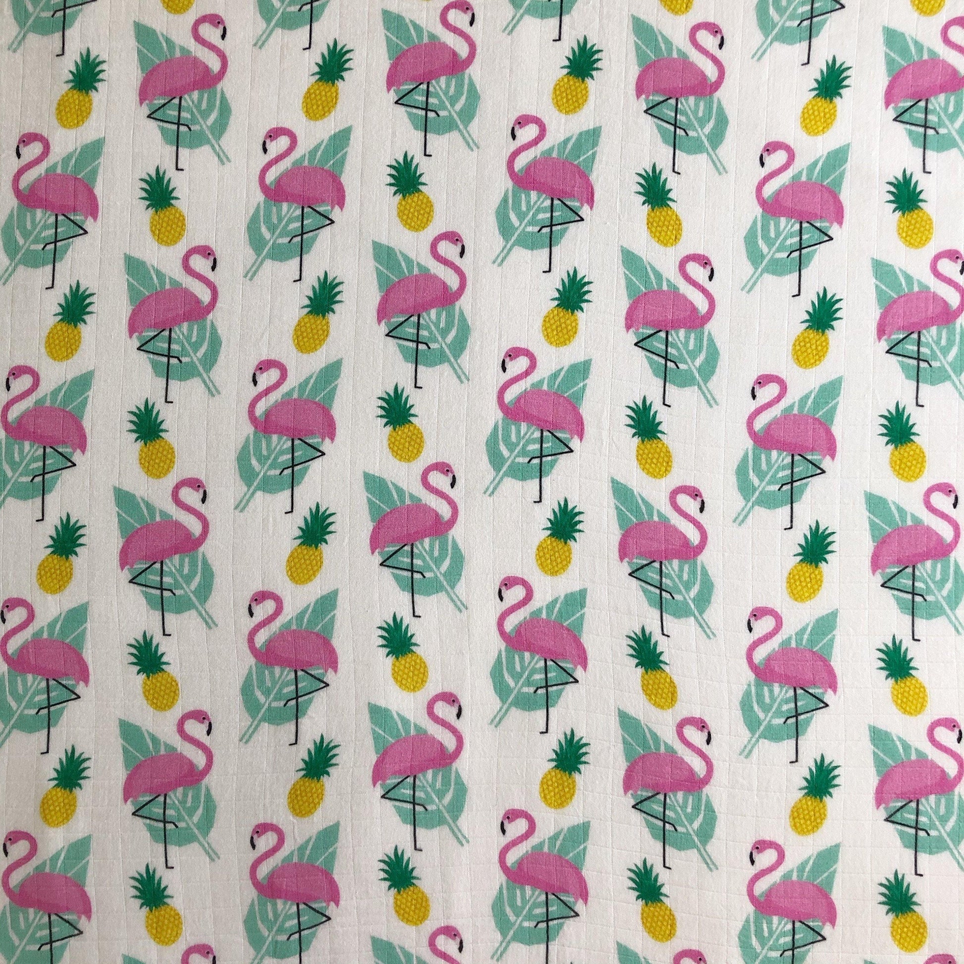 Organic cotton swaddle for baby girl pink flamingo