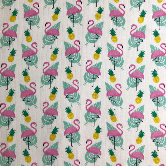 Organic cotton swaddle for baby girl pink flamingo