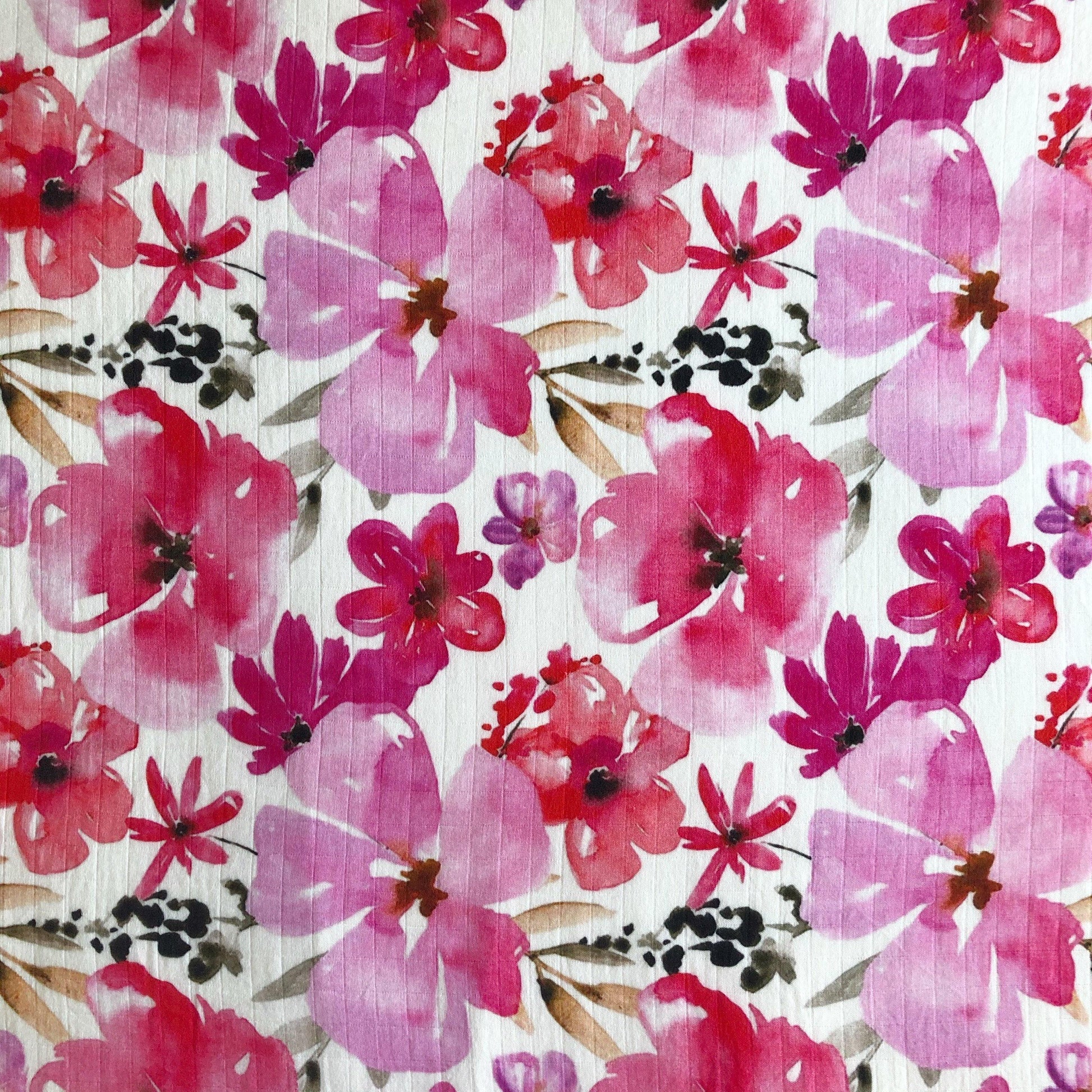 Organic cotton swaddle for baby girl pink floral