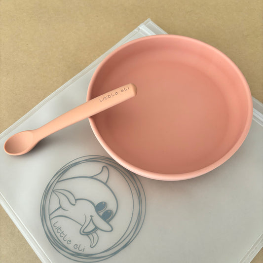 Mini Silicone Suction Plate + Bendable Spoon + Storage Bag